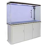 MonsterShop 300 Liter Heimaquarium Aquarium mit Unterschrank Aquariumkobination mit LED-Licht in Weiß 70cm H x 120cm B x 39cm T