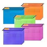 Hängemappen A4,QNLEMON 20 Stück Polypropylen Aktenschrank Hängemappen mit Tabs und Karteneinlagen für Schule Zuhause Arbeit Büro (5 Farbe)
