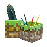 Minecraft - Bloc d'herbe - Pot à plantes et à stylos - Stiftehalter - Stifteköcher - Stifteablage