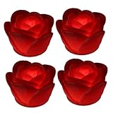 Sosoport 4 Stück LED Rosenkerzenlampe Flammenlose Kerzen in Blumenform Elektrische Teelichter mit Knopfbatterie Kompaktes Design für Hochzeit Valentinstag Tischdeko