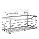 Oriware Duschkörb Ablage Selbstklebend Duschkorbe Wandablage Badezimmer Caddy Badregal Ohne Bohren SUS304 Edelstahl - 31 x 11.5 x 12 cm