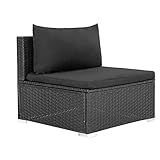 Mingone Rattansofa Gartensofa Gartenlounge Sofa Wasserdichtes Gartenmöbel für Veranda Garten Outdoor Balkon mit Kissen,Schwarz