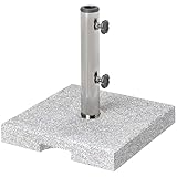 Outsunny Sonnenschirmständer aus Granit 21kg Schirmständer, Quadratisch Schirmhalter, Schirmgewicht, Ständer für Sonnenschirm 32/38/48mm Rohrdurchmesser, für Balkon, Terasse, Garten, Grau