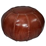 Casa Moro Orientalischer Echt-Leder Pouf Yuva Karamel mit Füllung Ø 52cm Höhe 36cm rund Polsterhocker Sitzpouf modern Fußhocker Sitzhocker Ledersitzkissen HH3314