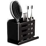 Zahnbürstenhalter, elektrischer Zahnbürstenhalter, Wandmontage, mattschwarzes Weltraum-Aluminium, Kammhalter, keine Bohrinstallation für Badezimmer-Aufbewahrung