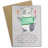Mr. & Mrs. Panda Grußkarte Softwareentwickler Glühbirne - Geschenk, Nerd Witze, Computersysteme, IT Geschenke, Software Engineering, Ansichtskarten,