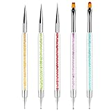 Sularpek 5 Stück Nagel Pinsel, Nageldesign Pinsel, Dotting Tool, Nail Art Liner Pinsel, Nagelverlängerung Gelpinsel, Nagelbürste für Punktierungen, Zeichnen, für DIY Nail Art Design