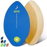 BPS Skimboards Shaka mit farbigem Eva-Griffpolster und hochglänzendem Klarlack,Holz-Skimboard mit Griffpolster für Kinder und Erwachsene, Blau mit gelbem Akzent, 30 Inch