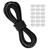 Gummiseil, Gummiseil 8mm 10m mit 25 Würgeklemmen, Elasten Gummikordel für Anhängerplane, Expanderseil Camping, Gummischnur Segeln Planenseil