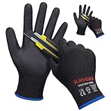 KAYGO 2 Paar Arbeitshandschuhe Schnittfest Level 5, KG21N, Nitril Beschichtet Rutschfester Griff, Maschine Waschbar, EN388 4X42C Schnittschutz Handschuhe für Schneiden, Lager, Bau (Schwarz, M, Gr 8)