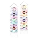 PLIGREAT 2 Packung Chakren Yoga Wandteppich 130 x 33cm Großer Meditations Wandteppich Mit Quasten Vertikaler Wandbehang Für Schlafzimmer Wohnzimmer Heimdekoration Lange Schmale Kunst Wandteppiche