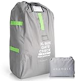 Bramble – XL-Kinderwagentasche fürs Flugzeug – Extra große Kinderwagentasche für Flugreisen – Wasserabweisende Doppel-Kinderwagen-Abdeckung für die Gate-Kontrolle (Grau)