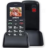 artfone CS182 Seniorenhandy ohne Vertrag丨Mobiltelefon mit großen Tasten丨GSM Dual SIM Rentner Handy丨Ladestation丨SOS Notruftaste丨1,8 Zoll Farbdisplay丨FM丨Lange Standby-Zeit丨Großtastenhandy - Schwarz