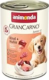 animonda GranCarno Hunde Nassfutter mit Rind + Huhn (6 x 400g), Welpenfutter nass ohne Getreide für Junge Hunde, mit frischen fleischigen Zutaten, Junior Hundefutter