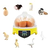 MOGOULUA Mini Ei Inkubator 7 Eier Brutmaschine Ente Brutgerät Hatcher für Vogel Temperatur Automatische Steuerung Inkubator mit LCD Digital Screen Geflügel Brutwerkzeug mit Sichtbare Abdeckung