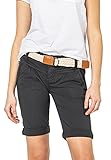 FRESH MADE Damen Bermuda-Shorts in Pastellfarben mit Gürtel Dark-Grey M