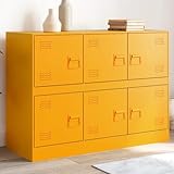 Modernes gelbes Sideboard für Haus- und Gartendekoration, 99 x 39 x 73 cm, Stahlschrank