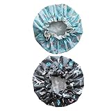 4 Stück Teiliges Duschhauben Wasserdichte Ölbeständige Badekappen für Bad Schwarz und Blau Wiederverwendbar für Haartypen