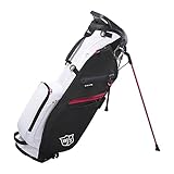 Wilson Staff Golftasche, EXO Lite Stand Bag, Trage-/Trolleytasche, 4 Fächer für diverse Eisen, Schwarz/Weiß/Rot