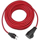 Brennenstuhl Baustellen-Verlängerungskabel (Outdoor-Verlängerungskabel mit 25m Kabel in rot, ölbeständig, für den ständigen Einsatz im Außenbereich IP44)