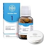 DHU Schüßler-Salz Nr. 1 Calcium fluoratum D12 – Das Mineralsalz des Bindegewebes, der Gelenke und Haut – das Original – umweltfreundlich im Arzneiglas, 200 St. Tabletten mit Tablettendöschen