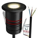 SSC-LUXon JAVO Bodeneinbaustrahler Aussen 230V Mini Boden Spots LED warmweiß - Boden Einbauleuchte Outdoor IP67 schwarz Ø 47mm