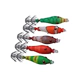 FANSHINUO 5 Stück leuchtende Tintenfisch-Jigs Haken Salzwasser Angelköder Weiche Tintenfischköder mit Blasrohr für Nachtangeln Garnelen Angelhaken Köder