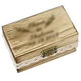 SDFGBNJK Hochzeit Vintage Ring Schachtel, Jute Braut Bräutigam Eheringe Style Box Geschenkbox Happy Art Ringkissen Ringbox Stil Holz,1