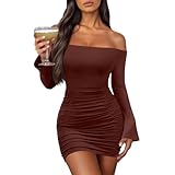 CHIACJYRSEDK Minikleid Damen Sexy Eng Partykleid Kurz Etuikleid Off Shoulder Kleid für Hochzeitsgäste Damenkleider Festlich Elegant Kleid Schulterfrei Frauen Sommer Freizeitkleid Sexy Party Dress