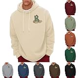 Thermo-Kapuzenpullover für Herren, warm, mit Fleece gefüttert, niedlich, bedruckter Kapuzenpullover mit Kaktus, Winter-Kapuzenpullover, klassischer Pelzfutter, Sweatshirts, gemütliche Arbeitskleidung