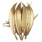 Goldene Federn für Bastelarbeiten, goldgetauchte Ente, Fasan, Truthahn, Party, Geschenk, Schmuck, Handarbeit, Dekoration, Stil 08, 10 Stück