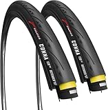 Fincci Rennrad Fahrradreifen 28 Zoll - Paar Faltreifen 700x25c mit 1 mm Pannenschutz 120 TPI - Slick Fahrradmantel Unplattbar 25-622 für Gravel Bike, E Bike, Tourenräder, Hybrid Fahrrad - 2er Pack