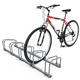 VOUNOT Fahrradständer, für 5 Fahrräder, Boden und Wandmontage, Aufstellständer Mehrfachständer, Silber