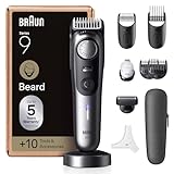 Braun Barttrimmer Series 9, Elektrischer Bartschneider Herren mit 10 Barber-Tools, Lebenslang Ultrascharfe Klinge, 180 Min Akku, Kabelloser Bartrasierer, 52 Längen, Wasserdicht, BT9545, Chrom
