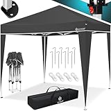 KESSER® Pavillon Faltpavillon 3x3m | Pop-Up Gartenpavillon Höhenverstellbar Stabil Wasserdicht Winterfest | Partyzelt Festzelt UV-Schutz 50+ inkl. Tasche mit Rollen & Bodenanker | Anthrazit