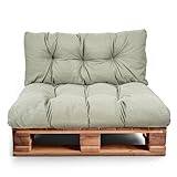 Best Wool Palettenkissen Set – Sitzkissen für Europaletten – Palettenpolster, Gefüllt mit Granuliertem Poulirette-Schaum – Inkl. Sitzkissen 120x80 +Rückenlehne 120x40