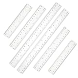 6 Stück Lineal 15/20/30cm Transparentes Plastik Lineal mit Metrischer und Imperialer Skala Präzisionsmesswerkzeug für Schüler Schule Büro Klassenzimmer