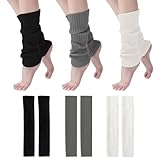 Zonoori 3 Paare Stulpen Damen, Gestrickte Leg Warmers, Vintage Beinwärmer Beinstulpen(Schwarz, Weiß, Grau)