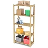 Lenmar Serie B Holzregal, Kiefer, Holz, Hellbeige, 5 Böden, Bücherregal, Holzregal, Standregal, Wandregal, Regal mit 5 Böden, Büroregal, für Wohnzimmer (B-24 170 x 80 x 40cm 5 Böden)