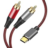 USB C auf 2 RCA Audiokabel 91 cm, Typ-C auf RCA Stecker auf Stecker Y RCA Splitter, 2RCA Klinke USB-C Audiokabel für Handy, Tablet, Heimkino, DVD, Verstärker, Lautsprecher, Autoradio (91 cm)