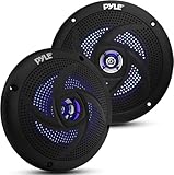 Pyle Outdoor Lautsprecher, Aussenlautsprecher Wasserfest, 180W- Marine Lautsprecher mit LED Lichtern, Outdoor Speaker- für Sommerfahrten mit Offroader, Boot, UTV, ATV, RV Auto, Golf Cart & Pool, Flach