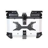 VNSMM Motorrad Box Motorradkoffer 45L Aluminium Motorrad Top Case Stamm Universal MotoTail Box Hinten Gepäck wasserdichte Helm Lagerung Toolbox(45L-White)