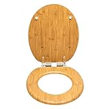 eSituro WC Sitz mit Absenkautomatik,Antibakterieller Stabile Toilettendeckel für Badinstallationen,MDF Holzkern,Einfache Montage Toilettensitz,Hochwertige Wc Deckel Klobrille Bambus