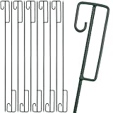 VOSS.farming 10x Laterneneisen, Pfahl mit UVV-Sicherheitsbügel, Halter für Absperrband, Ø12mm Riffelstahl, 145cm Länge, grün lackiert