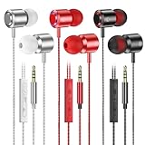 In Ear Kopfhörer mit Kabel, 3-er Kopfhörer mit Mikrofon und Lautstärkeregler, Stereo und Leichte Kopfhörer, In-ear Ohrhörer Kompatibel für Samsung,Tablet, Laptops, MP3 Players und Andere 3,5 mm Geräte