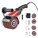 VEVOR Bürstenschleifer, 1200 W, 6-Gang variabler Drehzahlbereich (950-3200 U/min), Walzenschleifer, Schleifmaschine mit 4 Faserpolierrädern, Satiniermaschine für Edelstahl, Kunststoff, Holz