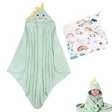 Rienan Kaputzenhandtücher Baby 80x80cm Babyhandtuch mit Kapuze Baby Handtuch Kapuze Kapuzenhandtuch Baby mit 1 Regenbogenpferd Handtuch,für Babys und Kleinkinder (Kleiner Dinosaurier)