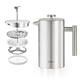 Blumtal French Press aus Edelstahl 600 ml (3 Tassen) - Thermo Kaffeebereiter doppelwandig isoliert mit Messskala inkl. Ersatzfilter & Anleitung, Spülmaschinengeeignet, Erhältlich in 3 Größen