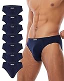 FORVEVO 7er Pack Unterhosen Männer Slip Baumwolle, Atmungsaktive Unterhosen Herrenslips, Klassischer Weich Unterwäsche mit Tasche, Stretch, Ohne Etikett(XL,Marine)