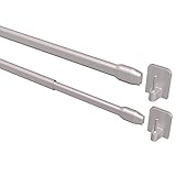 Flairdeco Vitragestangen mit Klebehaken, Scheibenstangen oval, Metall-Kunststoff, Silbergrau, ausziehbar 50-80 cm, 2 Stück